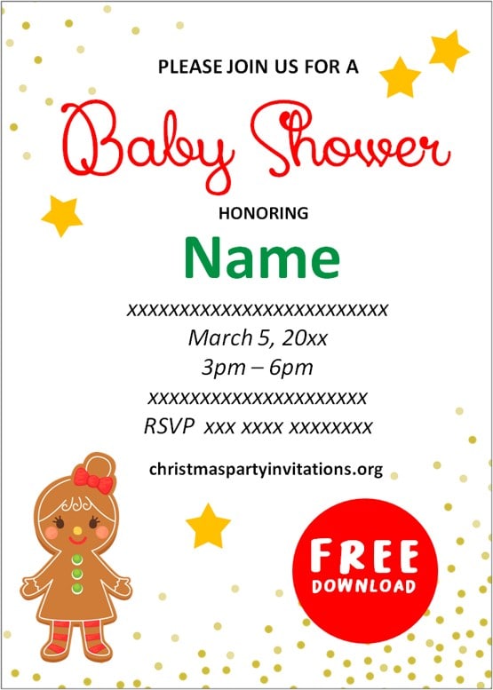 christmas themed baby shower invitations