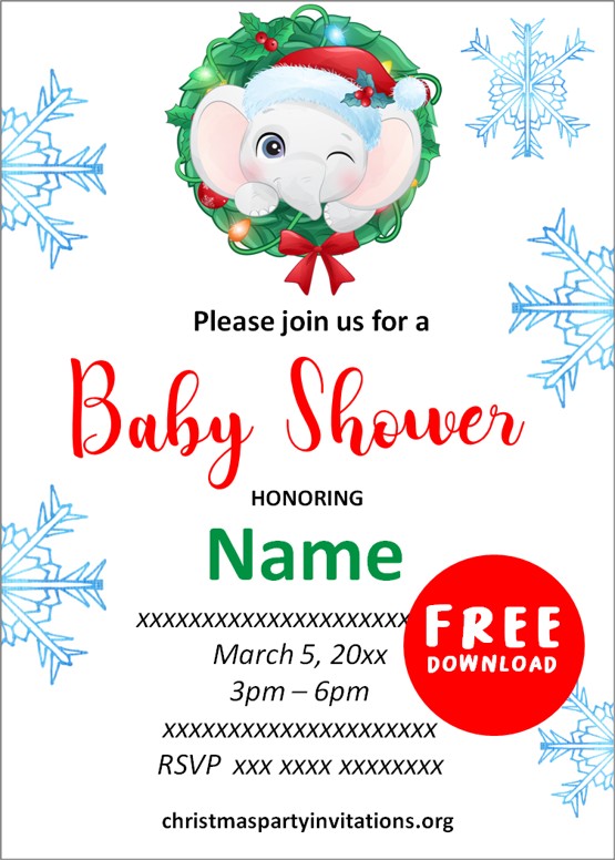 free printable christmas baby shower invitations