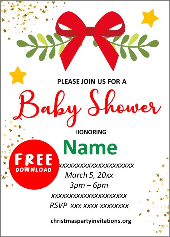 christmas baby shower invitations templates free printables