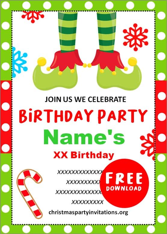 diy christmas birthday party invitations