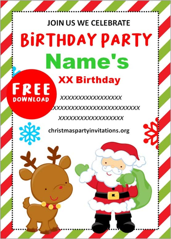 free christmas birthday party invitations