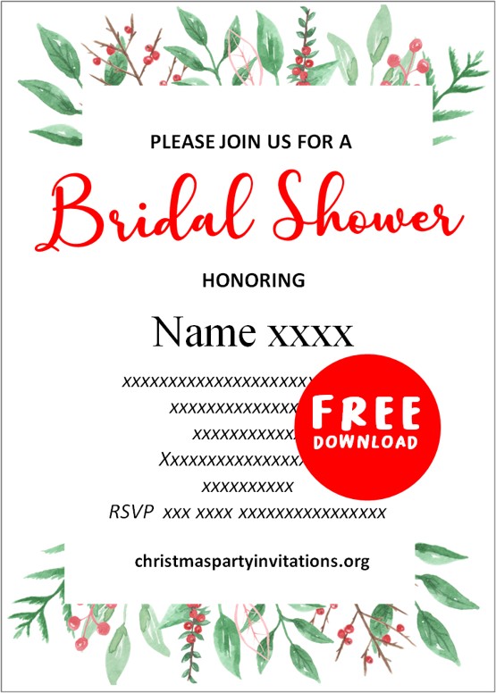christmas bridal shower invitations