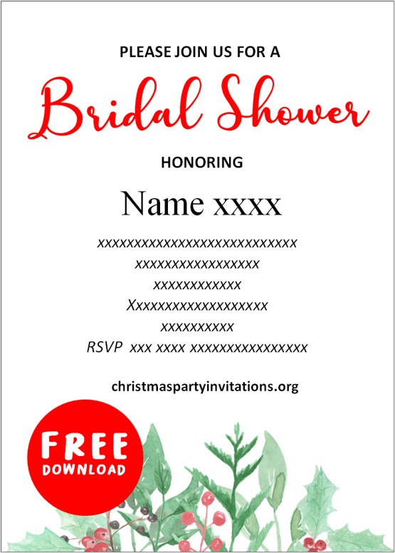 diy christmas bridal shower invitations