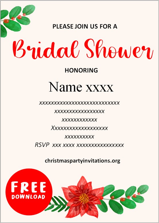 christmas bridal shower invitations templates free printables