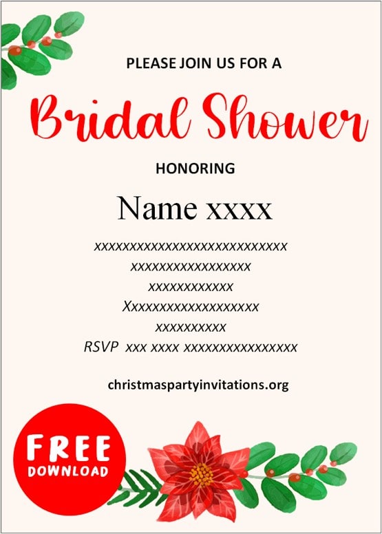 christmas bridal shower invitations templates free printables