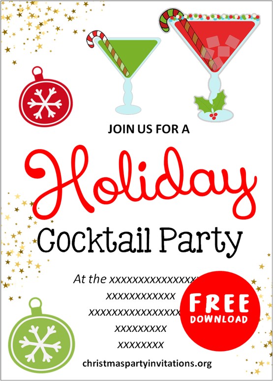 free printable christmas cocktail party invitations