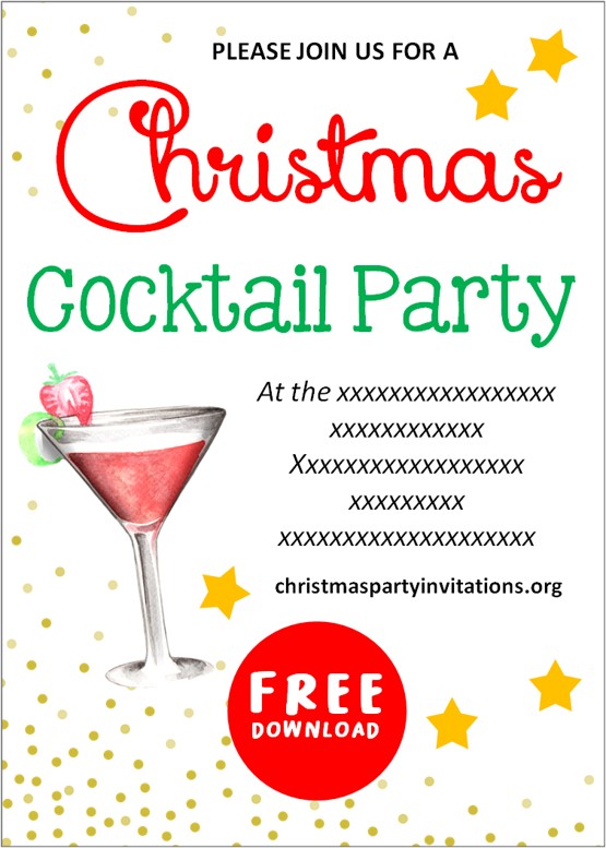 Free Printable Christmas Cocktail Party Invitations Templates 