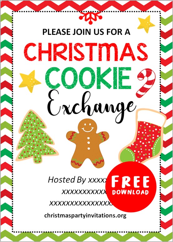 Free Printable Christmas Cookie Exchange Invitations Templates 🍪