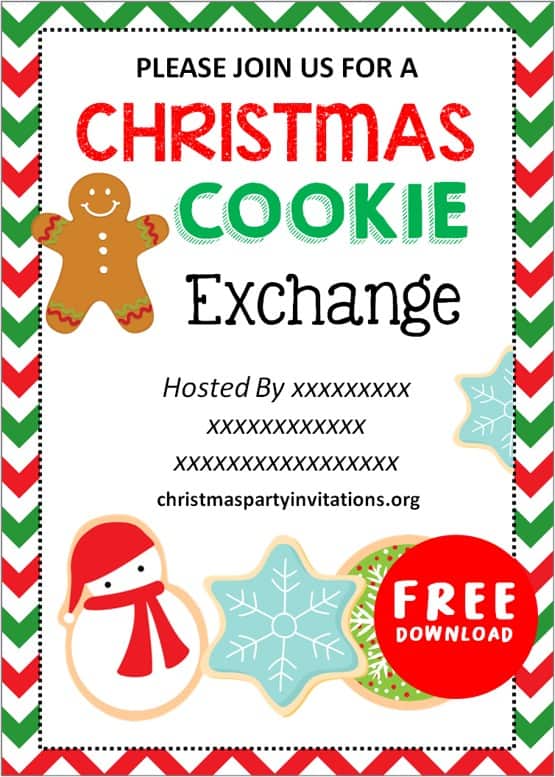 free christmas cookie exchange invitations