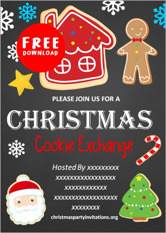 free printable christmas cookie party invitations