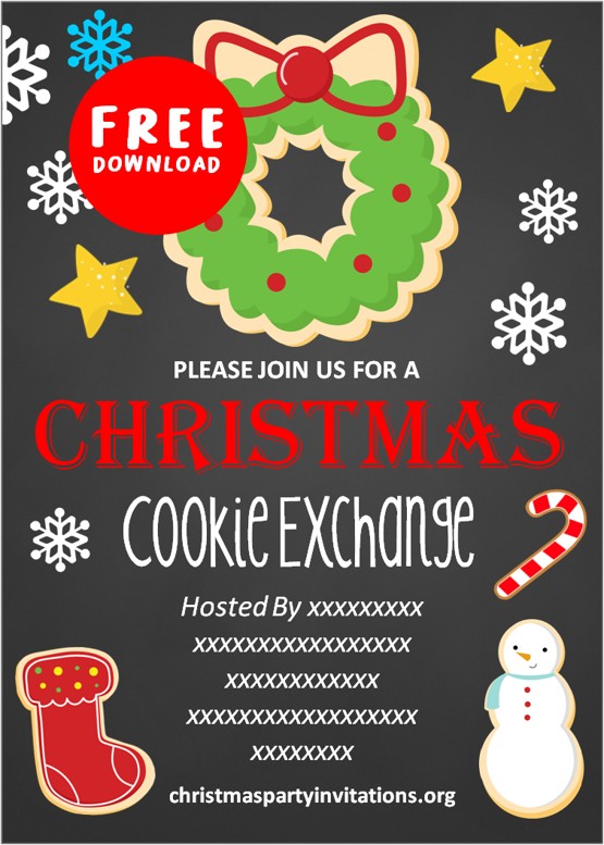 christmas cookie party invitations templates free printables