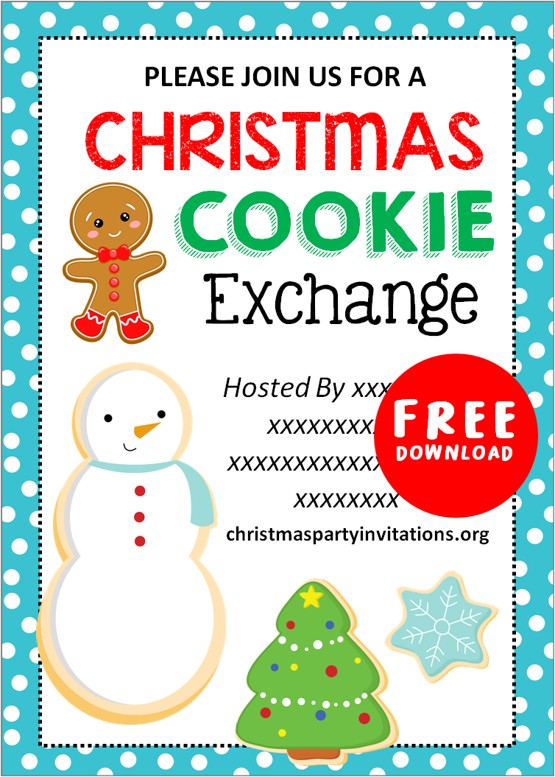 printable christmas cookie exchange invitations