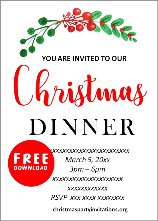 free christmas dinner party invitations