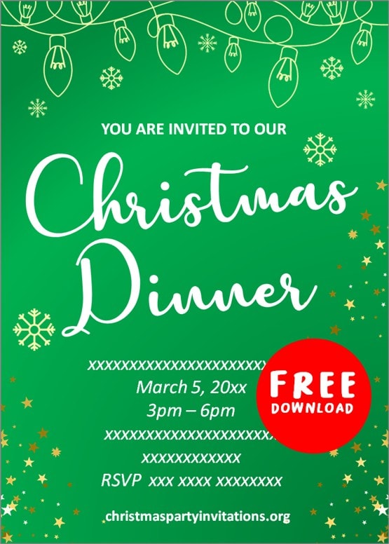 Free Printable Christmas Dinner Party Invitations Templates 🍽️