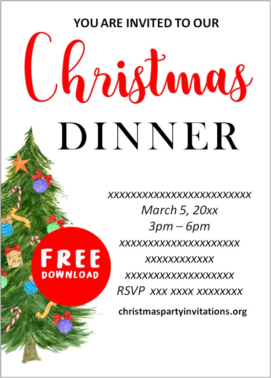 christmas dinner party invitations templates free printables