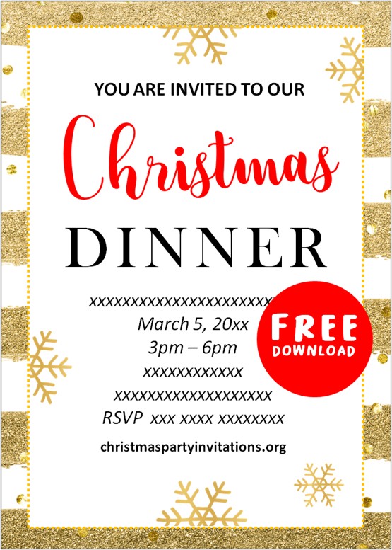 printable christmas dinner party invitations