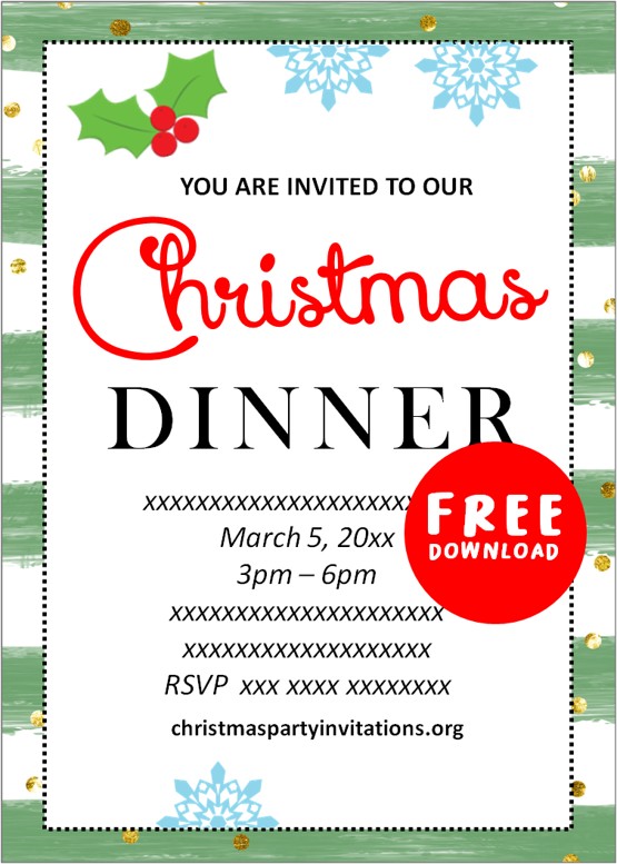 christmas dinner party invitations free