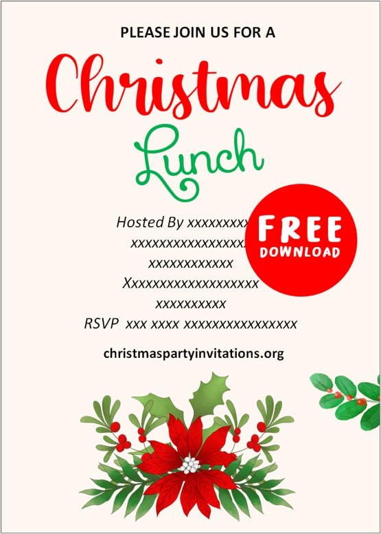 Free Christmas Lunch Invitation Template Word