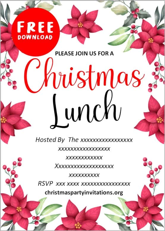 Free Printable Christmas Luncheon Invitations Templates 2020