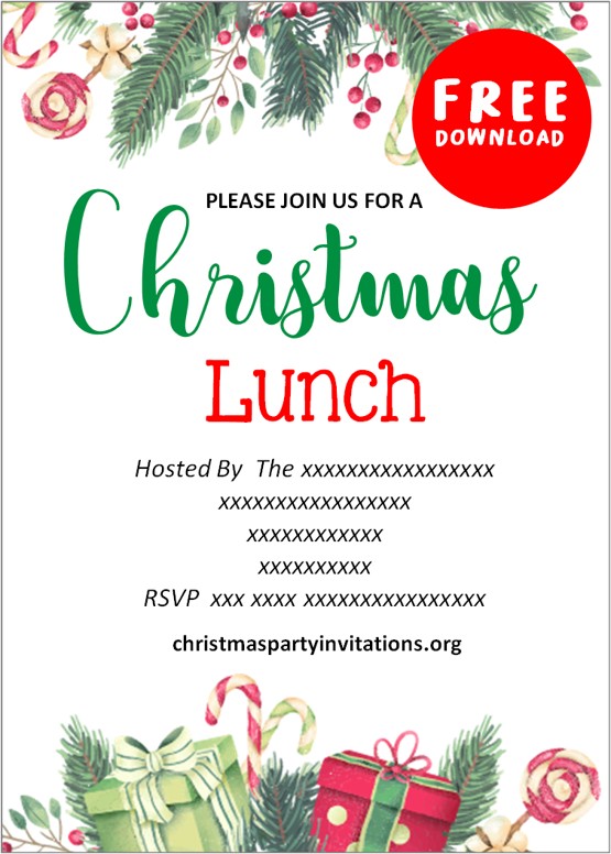 Printable Christmas Lunch Invitations Customize And Print