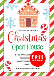 Free Printable Christmas Open House Invitations Templates 🏠