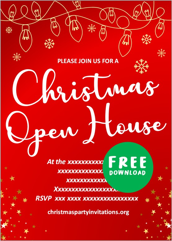 Free Printable Christmas Open House Invitations Templates 