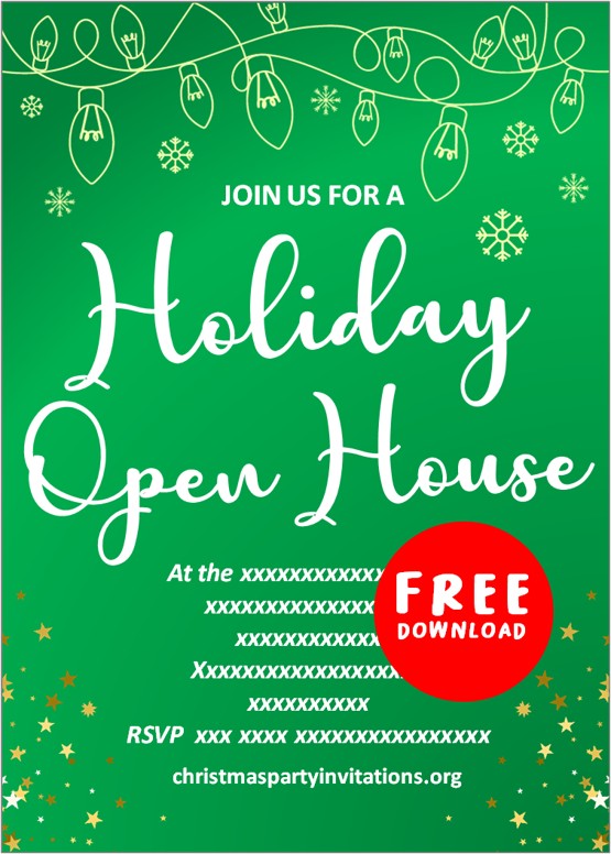 Open House Holiday Party Invitations