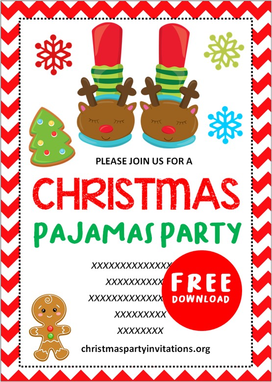 Free Printable Christmas Pajama Party Invitations Templates 2020