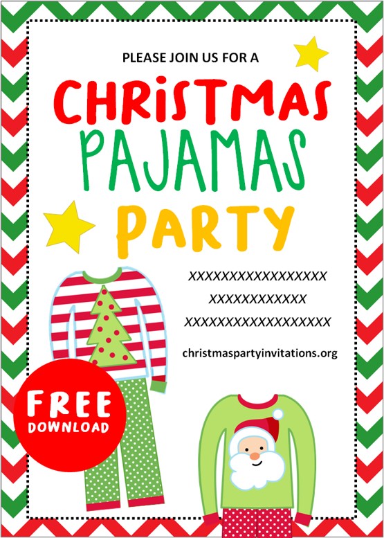 free christmas pajama party invitations