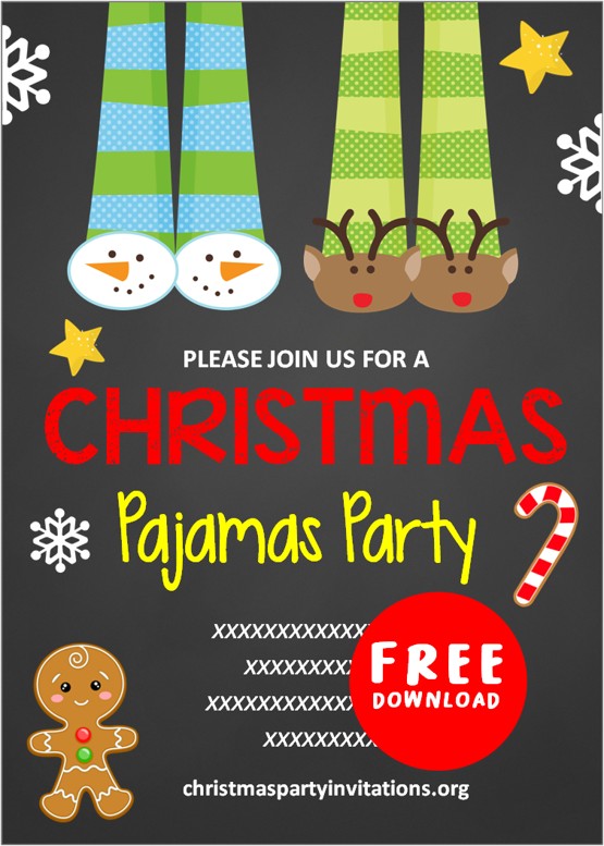 christmas pajama party invitations free printables