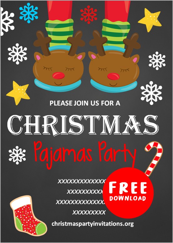 printable christmas pajama party invitations