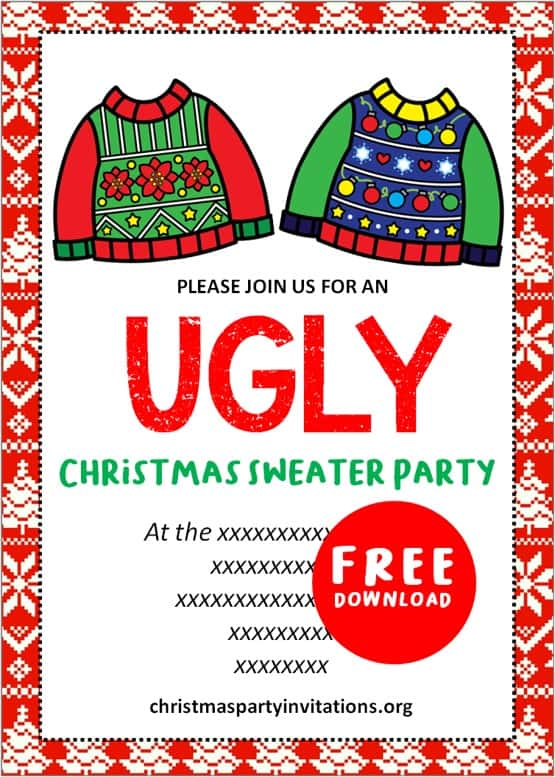 Ugly Sweater Christmas Party Invitations