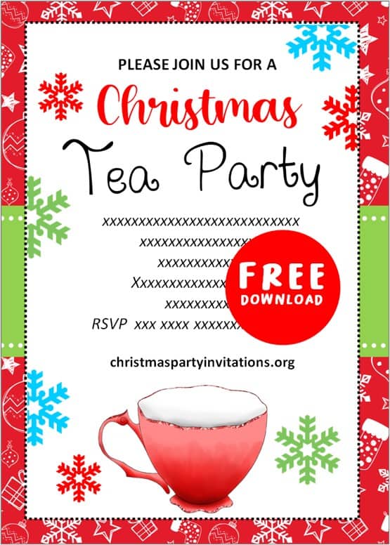 Free Printable Christmas Tea Party Invitations Templates Free Printable Christmas Tea Party Invitations Templates