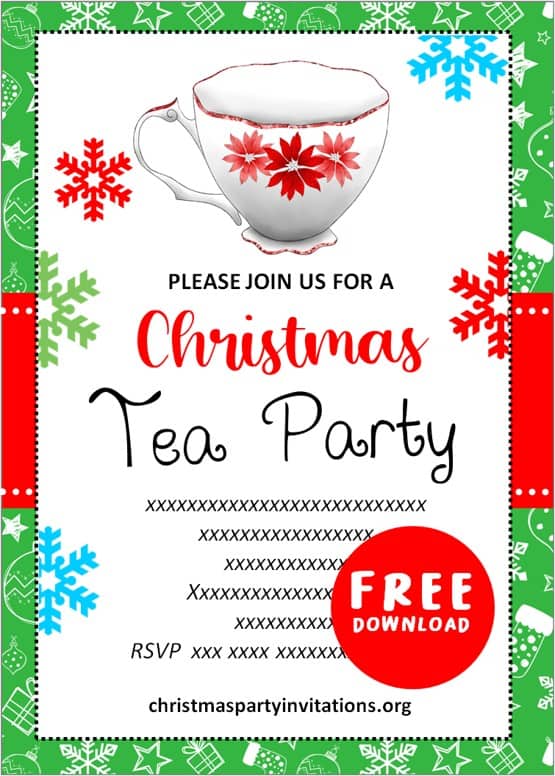 christmas tea party invitations