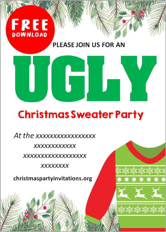 ugly christmas sweater invitations free