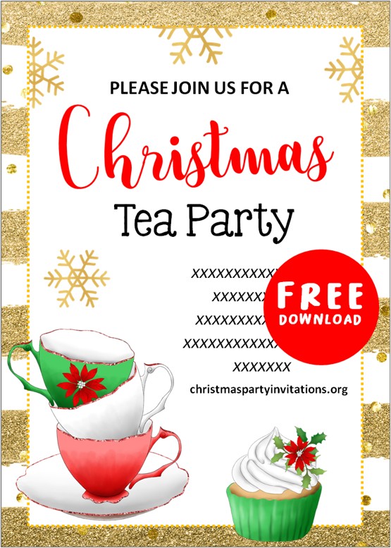 free printable christmas tea party invitations