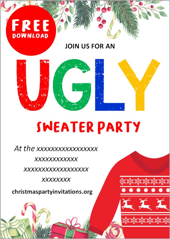 Ugly Sweater Christmas Party Invitations