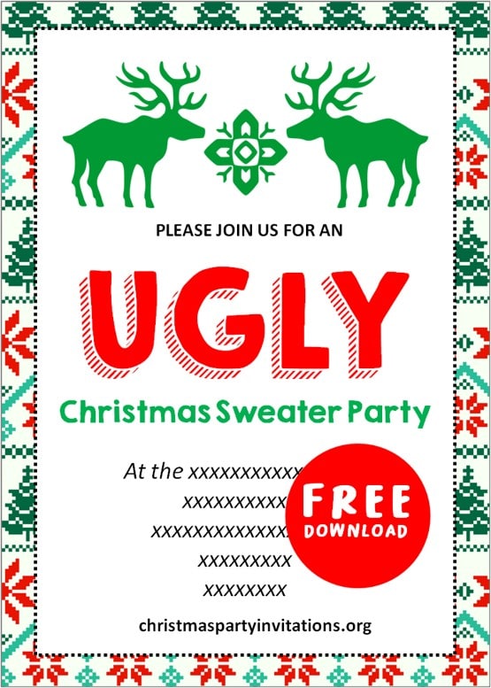 Ugly Christmas Sweater Party Invitations