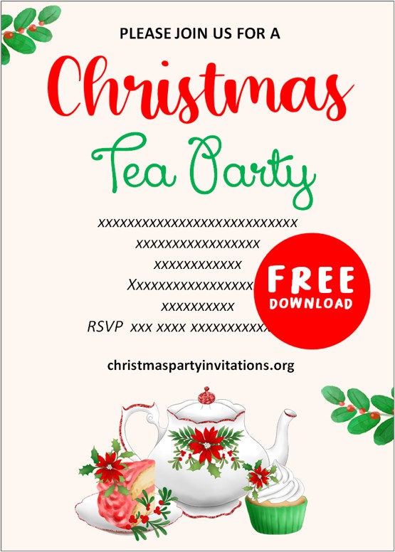 christmas tea party invitations