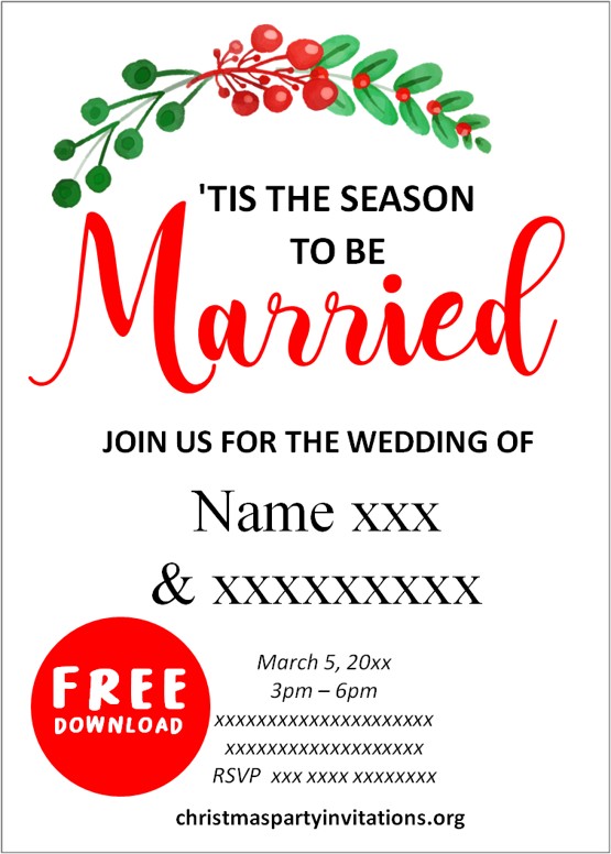 christmas wedding invitation free printable