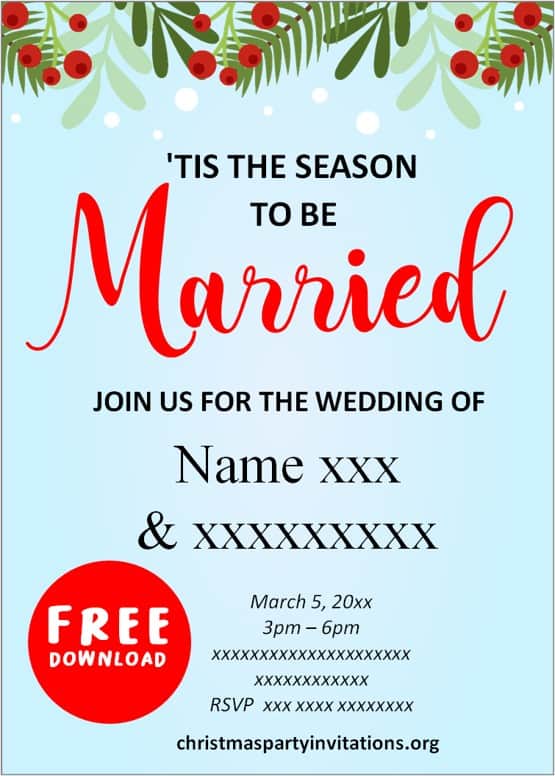 christmas wedding invitation templates