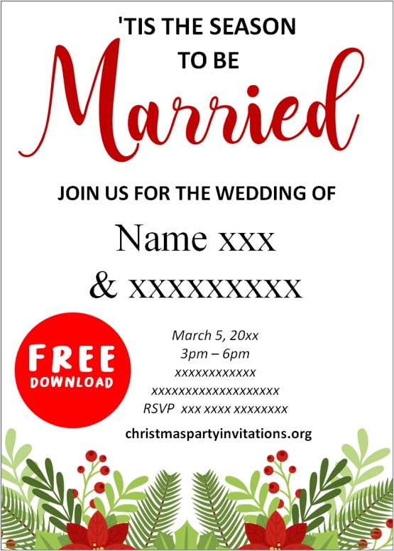 christmas wedding invitations with rsvp