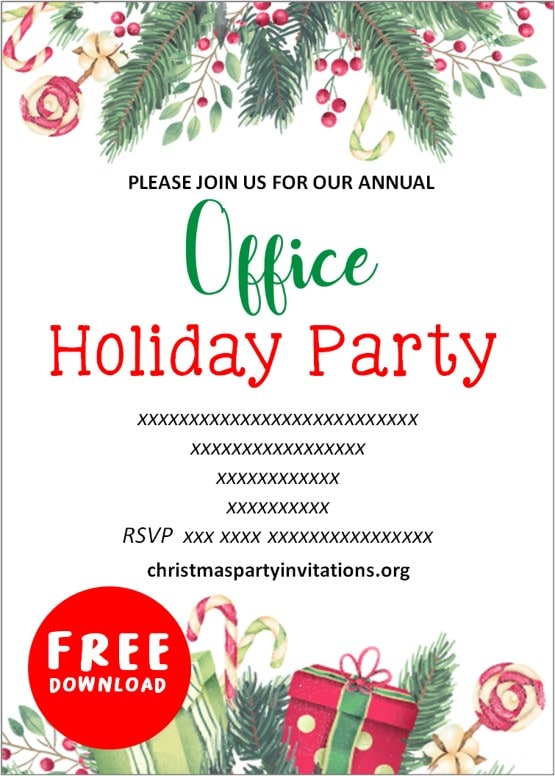 Free Printable Office Christmas Party Invitations Templates 🏢