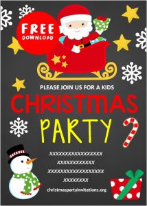 Free Printable kids Christmas Party Invitations Templates 2020