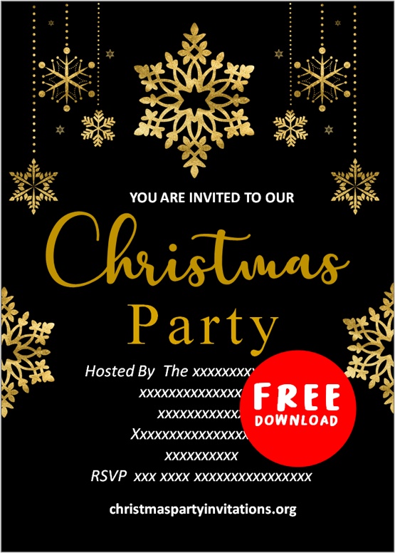 Black and Gold Christmas Invitations Christmas Invitations