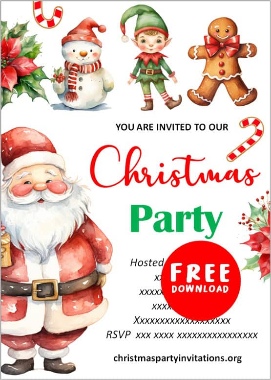 Free Printable Christmas Party Invitations Templates 🎄 🎁 🔔