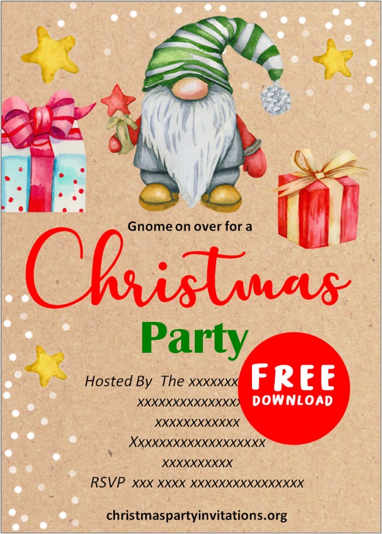 Gnome Christmas Party Invitations