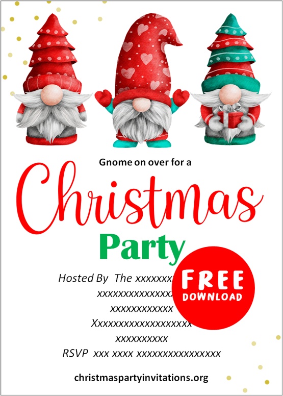 gnome christmas invitations free template
